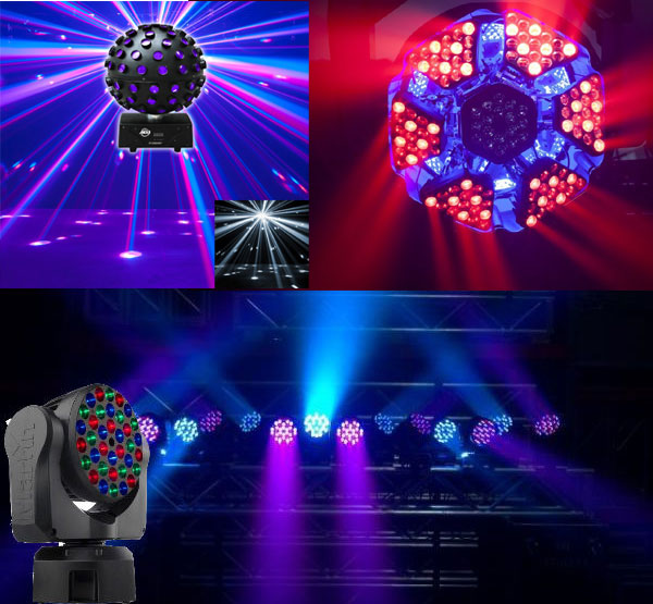 Moving stage and dance floor lights
