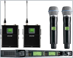 Hand held and belt pack wireless microphone systems for rent
